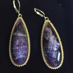 Purple natural stone earrings